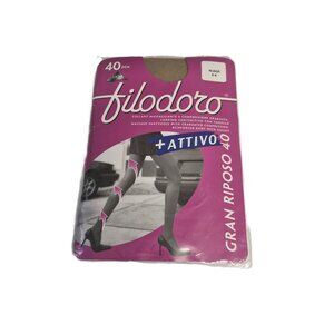 VTG Filodoro Gran Riposo 40 Den Compression Pantyhose Italian Shapewear Size 3-4